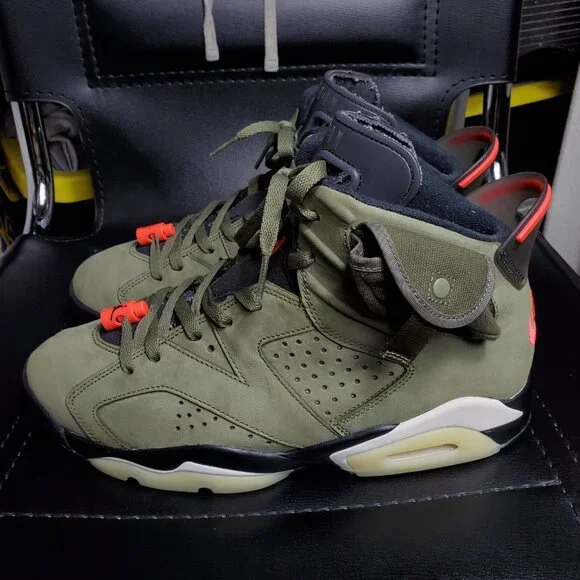 2019 air jordan retro 6 travis scott olive green size 10.5 no box worn rare